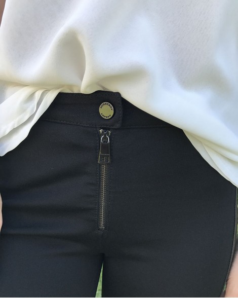 Kalhoty dámské Burberry REGULAR černé s kůží